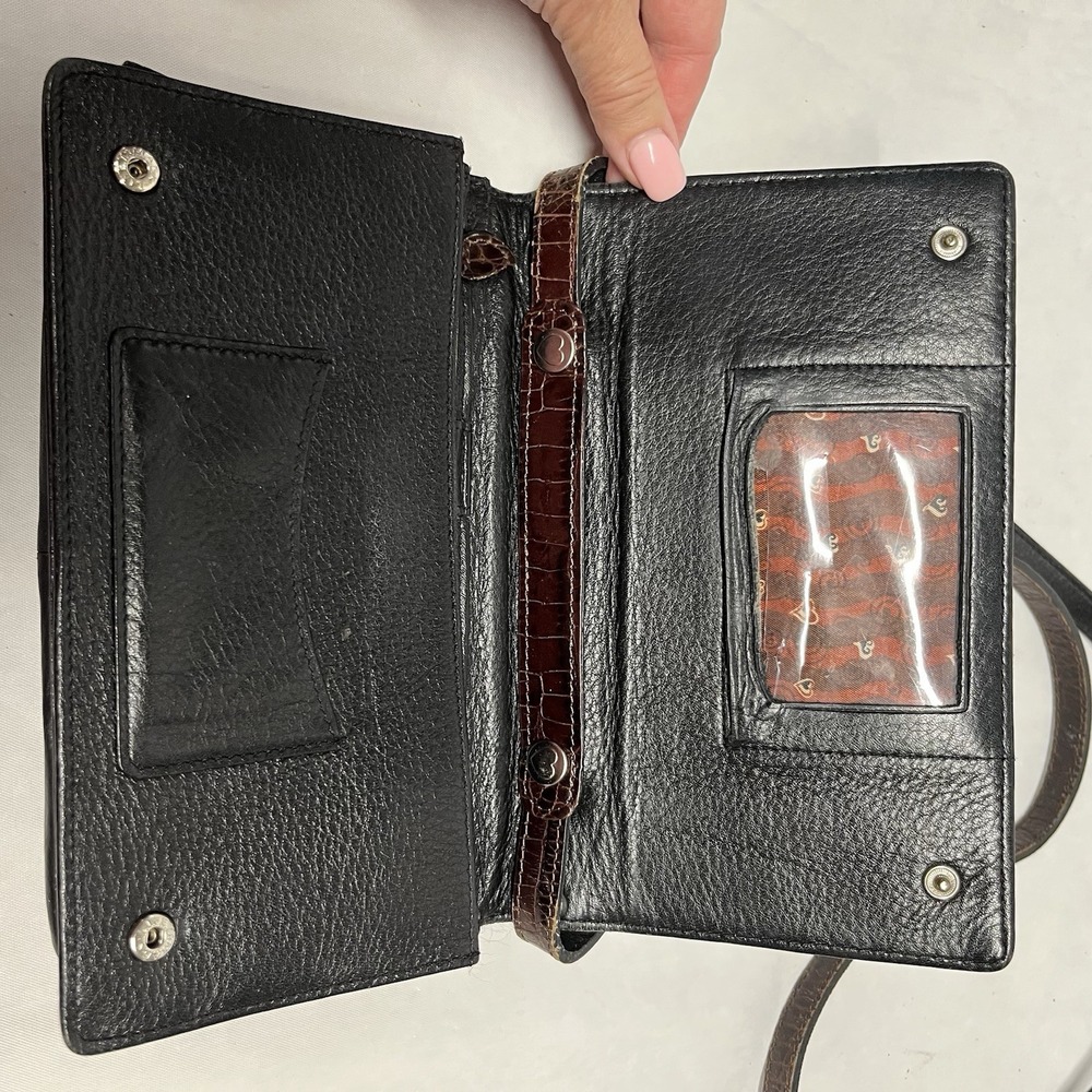 Brighton Brown & Black Croc Leather Crossbody-Shoulder Bag - Picture 11 of 13